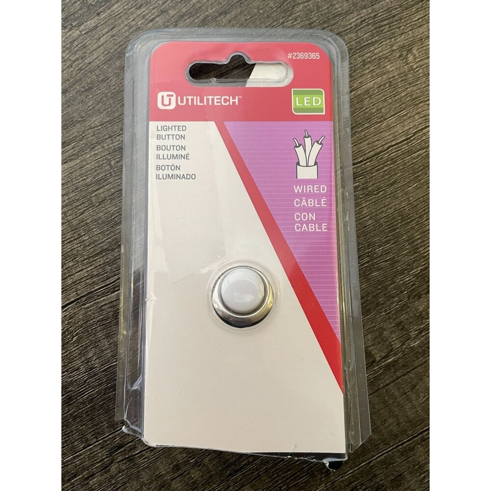 Utilitech Wired Lighted Button Nickel Finish Part #2369365 New opened package